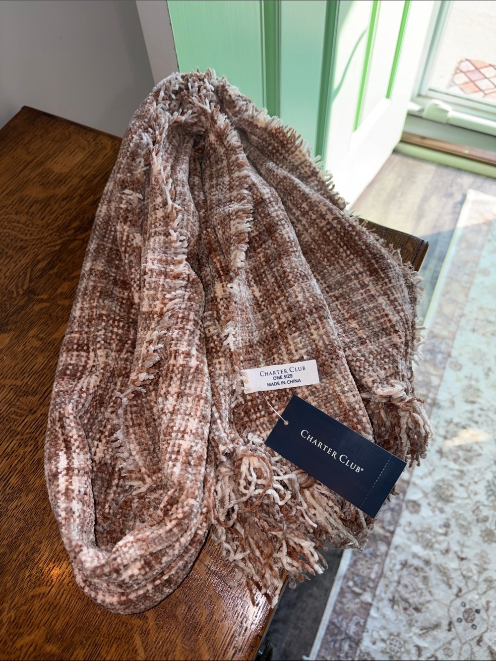 NWT Chapter One Brown Tan & White Scarf